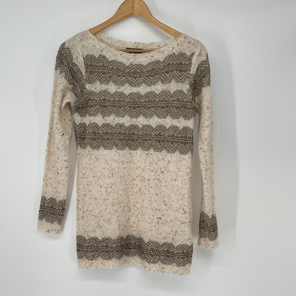 Per Una Winter White Wool Blend Knit Metallic Detail Textured Sweater US Size 4‎